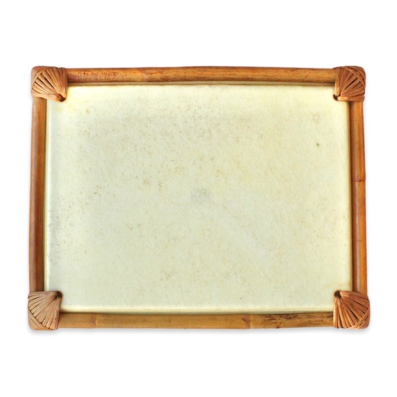 Vintage 1980s French Serving Tray Fiberglass Bamboo Alpac Anne Stringer Camaieu - Picture 10 of 10